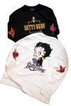 画像1: BETTY BOOP × LOWBLOW KNUCKLE コラボ [ 超絶★セクシーBETTY ] 刺繍 長袖Tシャツ 592866 (1)