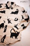 画像15: 黒猫  手書き風プリント  長袖シャツ  日本製 (15)