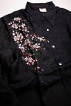 画像9: 花旅楽団  [ 枝垂れ桜  ] 刺繍  桜ジャガード シャツ LS-003  (9)