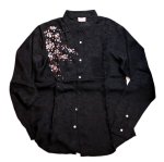 画像3: 再入荷 花旅楽団  [ 枝垂れ桜  ] 刺繍  桜ジャガード シャツ LS-003  (3)