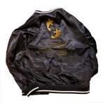 画像7: 参丸一（サンマルイチ） 夜釣り蛙親父 刺繍 リバーシブルスカジャン SM-202110 ブラック×グリーン (7)