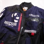 画像3:  新春セール Pandiesta Japan (パンディエスタジャパン)  アシンメトリー MA-1 フライト ジャケット 592863  ブラック／デニム (3)