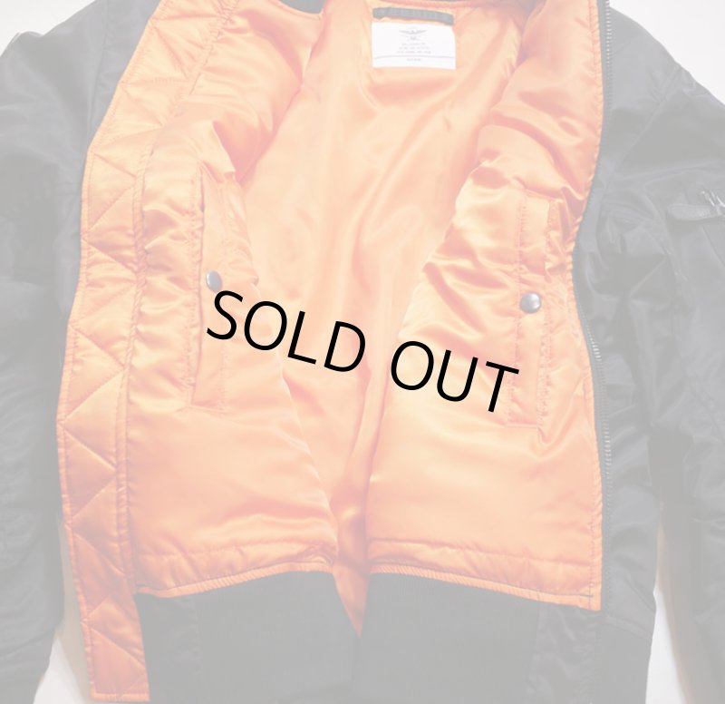 画像6: HOUSTON (ヒューストン）[ AIRBONE ] 刺繍 MA-1 フライトジャケット 51186 ブラック (6)