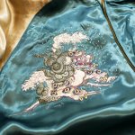 画像6: 再入荷 花旅楽団 牡丹と唐獅子 柄 刺繍 リバーシブルスカジャン ブルー ／ベージュ SSJ-026 (6)
