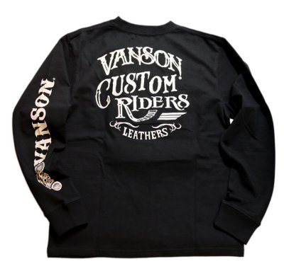 画像1: VANSON (バンソン） チェーン刺繍 ワッペン 長袖Tシャツ NVLT-2305