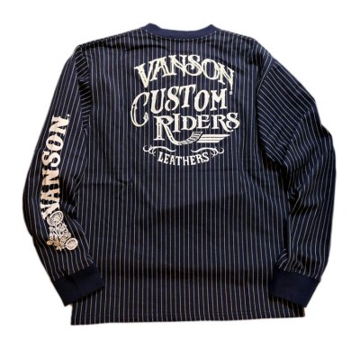 画像2: VANSON (バンソン） チェーン刺繍 ワッペン 長袖Tシャツ NVLT-2305