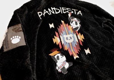 画像2: Pandiesta Japan (パンディエスタジャパン)   凹凸フリース  ネイティブパンダ ジップ パーカー  592216 ブラック