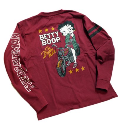 画像1: THE BRAVEMAN / BETTY BOOP コラボ   ベティー 刺繍 長袖Tシャツ BBB-2301