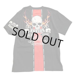 vanson (バンソン） スカル 刺繍 （昇華転写プリント）Tシャツ