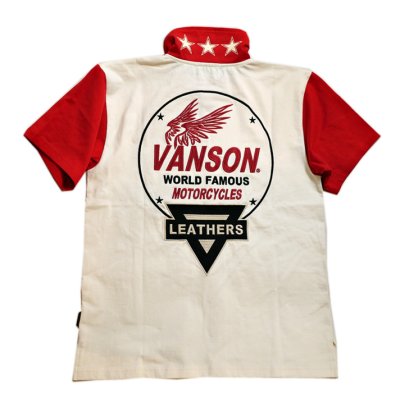 画像1: VANSON (バンソン）刺繍  半袖ポロ NVPS-2305