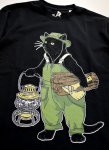 画像2: go slow caravan  オーバーオールキャンパー猫  プリント 半袖Tシャツ  (USAコットン）391912 (2)