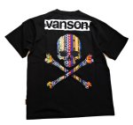 画像1: vanson  (バンソン）スカル  刺繍  （昇華転写プリント）Tシャツ  NVST-2312 ブラック (1)