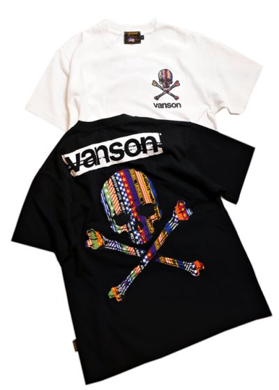画像1: vanson  (バンソン）スカル  刺繍  （昇華転写プリント）Tシャツ  NVST-2312 ホワイト
