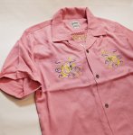 画像4:  HOUSTON (ヒューストン） [ 舞妓] 刺繍 レーヨン スーベニアシャツ 41002 ピンク (4)