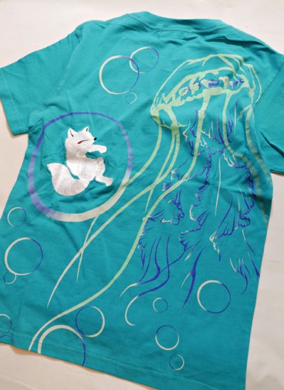 画像1: 今昔 ( KON-JAKU )   [ クラゲ ]  プリント 刺繍 Tシャツ　KJ-26013
