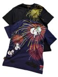 画像1: 今昔 ( KON-JAKU )   [ 花火大会で泥棒 ]  プリント 刺繍 Tシャツ　KJ-26014 (1)