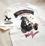 画像3: vanson  (バンソン） tom&jerry コラボ 刺繍  Tシャツ  TJV-2317 ホワイト (3)