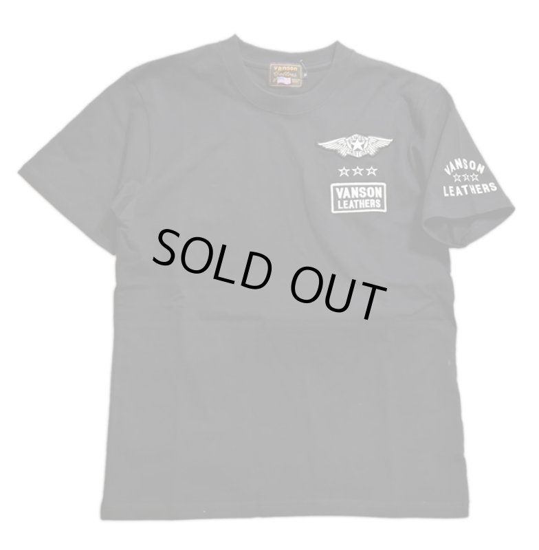 画像2: vanson  (バンソン）ワンスター 刺繍 Tシャツ  NVST-2323 ブラック (2)