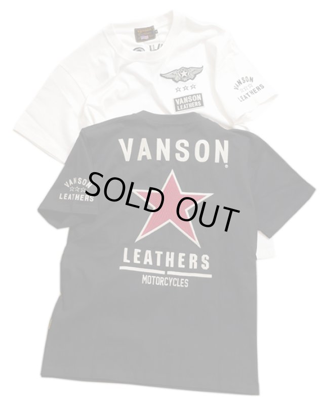 画像6: vanson  (バンソン）ワンスター 刺繍 Tシャツ  NVST-2323 ブラック (6)