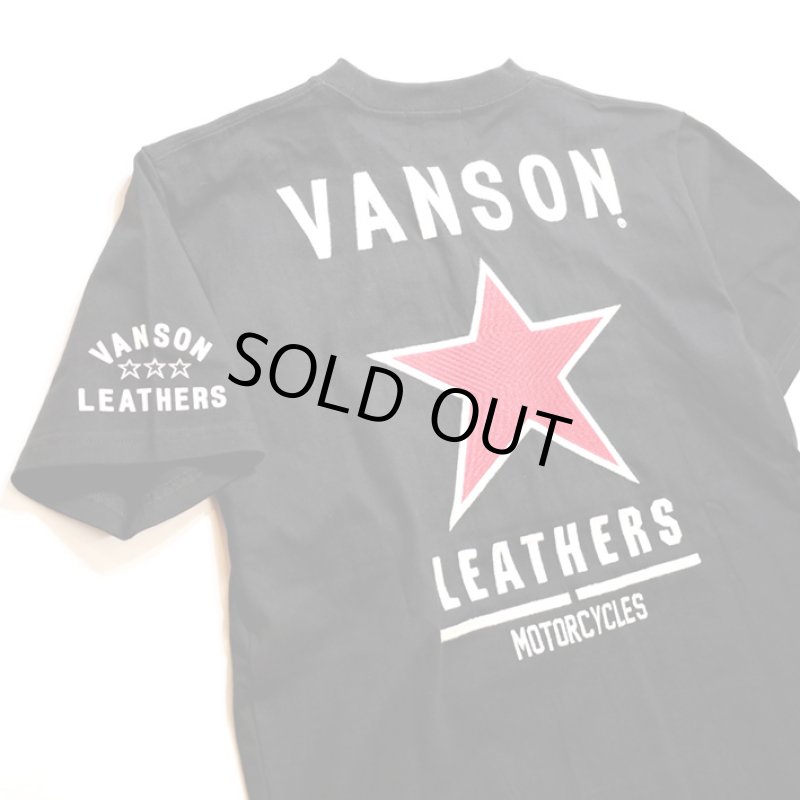 画像3: vanson  (バンソン）ワンスター 刺繍 Tシャツ  NVST-2323 ブラック (3)