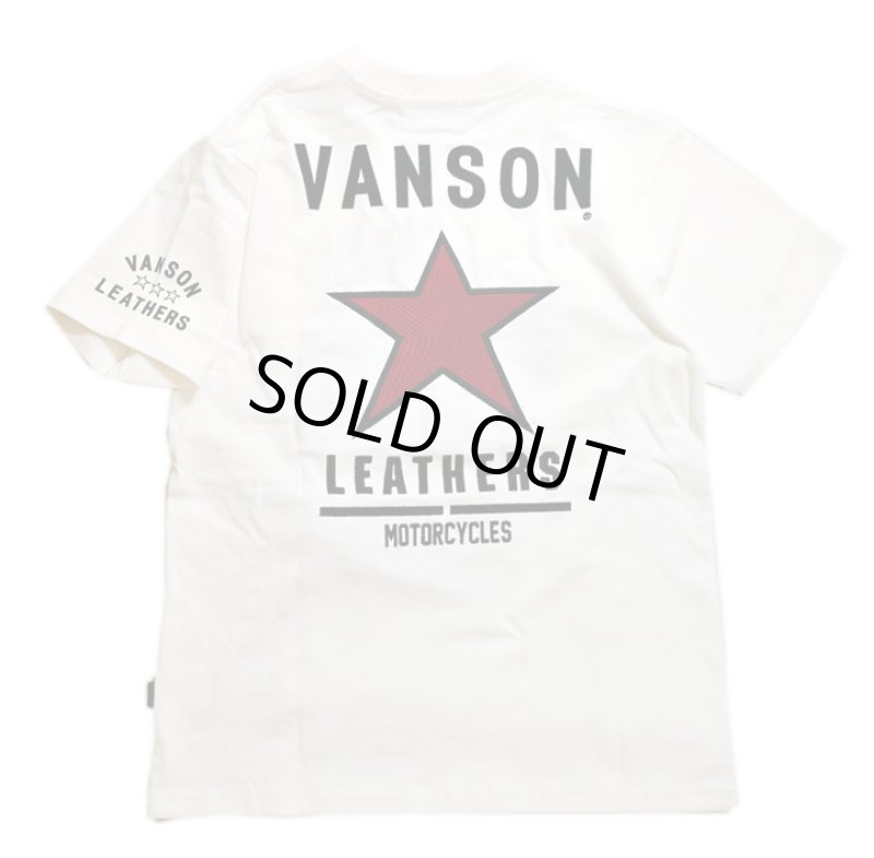 画像1: vanson  (バンソン）ワンスター 刺繍 Tシャツ  NVST-2323 ホワイト (1)