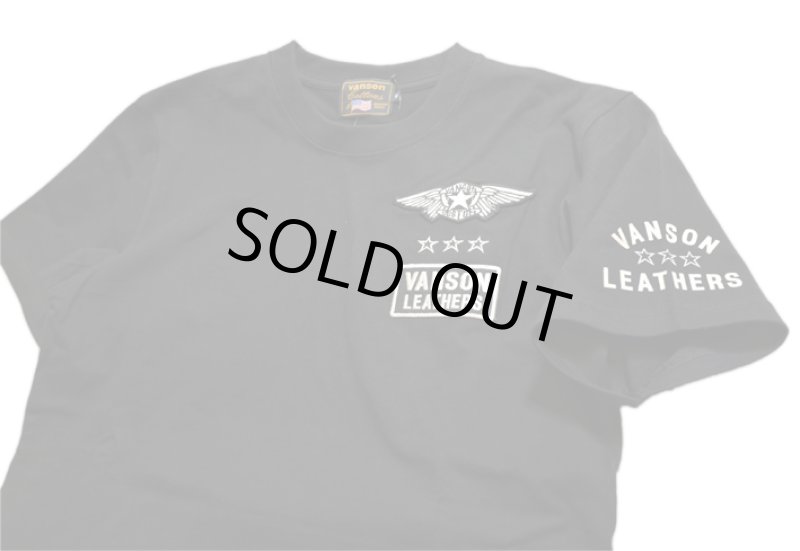 画像4: vanson  (バンソン）ワンスター 刺繍 Tシャツ  NVST-2323 ブラック (4)
