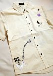 画像5:  今昔 ( KON-JAKU ) [ 草花の音楽演奏者 ]  ガーゼ 半袖シャツ  刺繍 KJ-29134 オフホワイト (5)