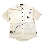 画像2:  今昔 ( KON-JAKU ) [ 草花の音楽演奏者 ]  ガーゼ 半袖シャツ  刺繍 KJ-29134 オフホワイト (2)