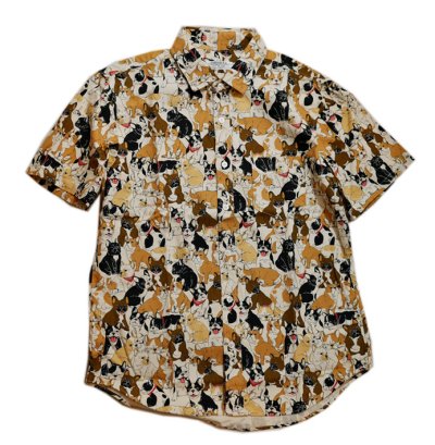 画像1: [ フレンチブルドック ]  プリント  半袖袖シャツ  日本製 70543 グリーン