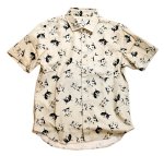 画像1: [ 猫顔]  プリント  半袖袖シャツ  日本製 70541 ナチュラル (1)