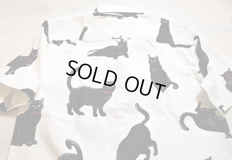 画像4: [ 黒猫 ]  手書き風プリント  半袖袖シャツ  日本製 79416 ホワイト (4)