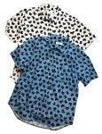 画像3: [黒猫顔]  プリント  半袖袖シャツ  日本製 70540 ブルー (3)