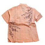画像2:  花旅楽団 [ 枝垂れ桜 ] 刺繍  桜ジャガード 半袖シャツ  SS-001 ピンク (2)