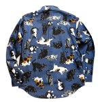 画像3: 再入荷 いろんな猫柄 プリント  長袖シャツ  日本製  70160  ブルー (3)