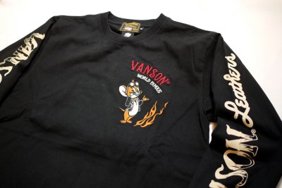 画像2:   VANSON (バンソン）tom&jerry コラボ  刺繍 長袖Tシャツ  TJV-2329 ブラック