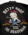 画像5: THE BRAVEMAN / BETTY BOOP コラボ  起毛プレーティング(フェイクスウェード）MA-1ジャケット 刺繍 ワッペン BBB-2354 ブラック (5)