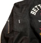 画像6: THE BRAVEMAN / BETTY BOOP コラボ  起毛プレーティング(フェイクスウェード）MA-1ジャケット 刺繍 ワッペン BBB-2354 ブラック (6)