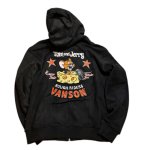 画像1: vanson(バンソン）／トムとジェリー コラボ フェイクスウェード 裏ボアボンディング  フルジップパーカー 刺繍 ワッペン TJV-2335 ブラック (1)