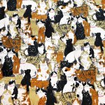 画像4:  猫いっぱい柄 プリント  長袖シャツ  日本製  70164  チャコール (4)