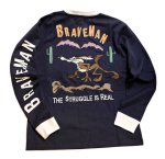 画像1: THE BRAVEMAN / LOONY TUNES コラボ  コヨーテ 長袖Tシャツ 刺繍 LTB-2401 ネイビー (1)