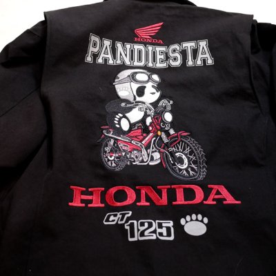 画像1: Honda / Pandiesta コラボ [  CT125 ]  コットンWライダースジャケット プリント 刺繍  533513 ブラック