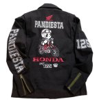 画像3: Honda / Pandiesta コラボ [  CT125 ]  コットンWライダースジャケット プリント 刺繍  533513 ブラック (3)