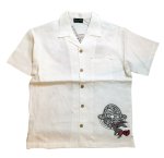 画像2: 黒兎華 -Kurotoka-  [ アストロラーベ ] 麻100％半袖シャツ 総刺繍  AL-759061 ホワイト (2)