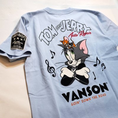 画像1: vanson  (バンソン） tom&jerry コラボ 刺繍  Tシャツ  TJV-2413