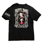 画像1: THE BRAVEMAN / Bettyboop コラボ テレコ Vネック  Tシャツ 刺繍 プリント  BBB-2421 ブラック (1)