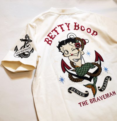画像1: THE BRAVEMAN / Bettyboop コラボ  マーメイドベティー刺繍  プリント Tシャツ  BBB-2417
