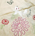 画像5:  今昔 ( KON-JAKU ) [ 菊と狐 ]  ガーゼ 半袖シャツ  刺繍 KJ-28004 オフホワイト (5)