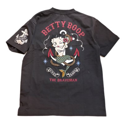 画像2: THE BRAVEMAN / Bettyboop コラボ  マーメイドベティー刺繍  プリント Tシャツ  BBB-2417