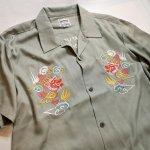 画像4:  HOUSTON (ヒューストン）[ 龍 ]刺繍 レーヨン スーベニアシャツ 41070 グリーン (4)