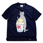 画像1: go slow caravan   カキ氷猫 ドライTシャツ 325601 ネイビー （Drymix素材） (1)